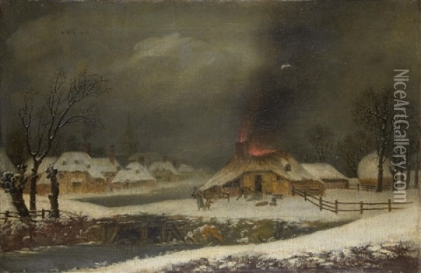 Escaping From The Fire Oil Painting - George Smith of Chichester