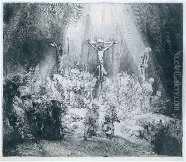 The Three Crosses Oil Painting - Harmenszoon van Rijn Rembrandt