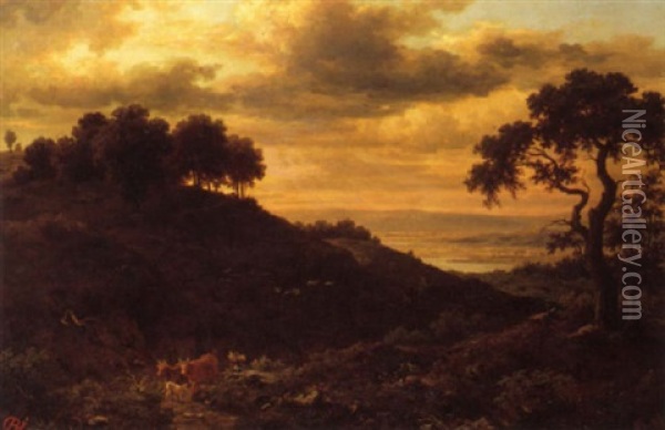 Evening Landscape Oil Painting - Rudolf Jonas