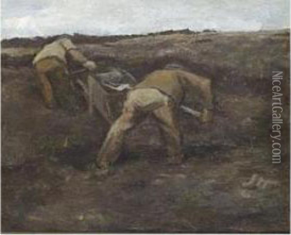 Sand Diggers Oil Painting - Jan Toorop