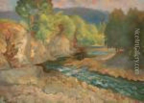 Pejzaz Z Rzeka Oil Painting - Fryderyk Pautsch