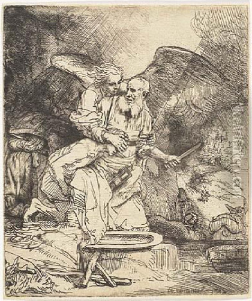 Abraham's Sacrifice<</b> Oil Painting - Rembrandt Van Rijn