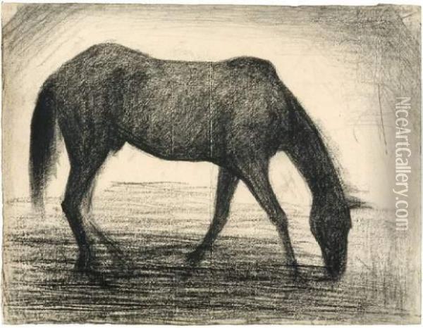 Le Cheval Noir Oil Painting - Georges Seurat