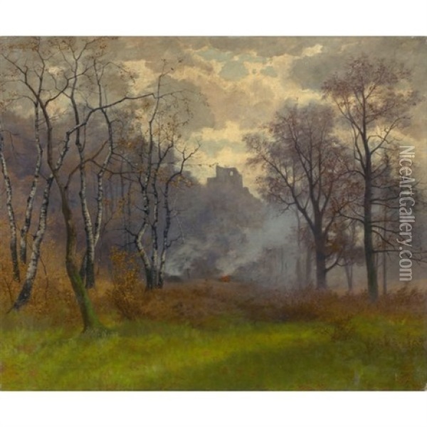 Herbstlandschaft (autumn Landscape) Oil Painting - Jakob Lorenz Ruedisuehli