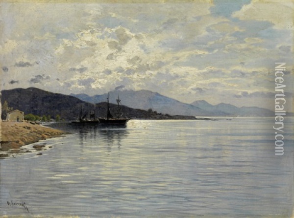 Seelandschaft Oil Painting - Hermann David Salomon Corrodi