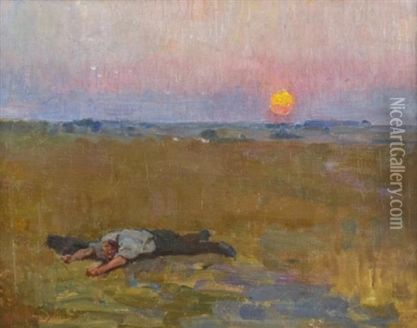 Figure At Dawn Oil Painting - George James Coates