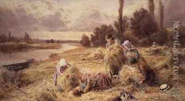 Haymaking Oil Painting - Myles Birket Foster