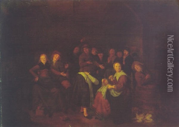 Peasants Playing La Main Chaude Oil Painting - Jan Miense Molenaer