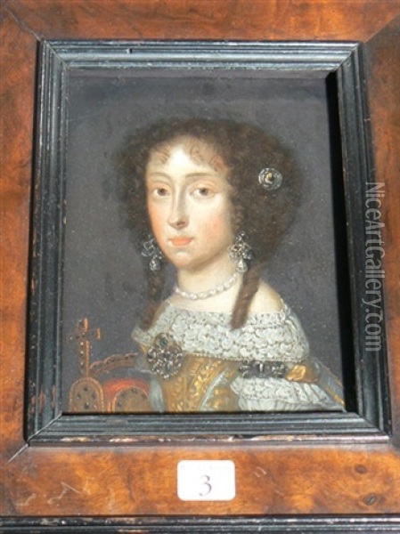 Portrait De Marguerite De Habsbourg (?) Oil Painting - Caspar Netscher