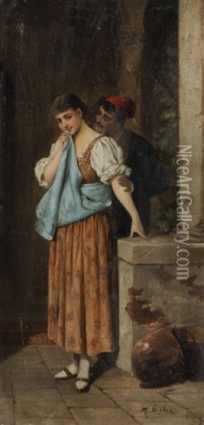 Junge Frau Mit Ihrem Orientalischen Verehrer Oil Painting - Moritz Stifter