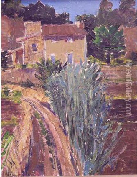 Vue De Village Mediterraneen Oil Painting - Marie Bermond