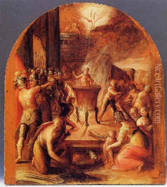 Martirio Di San Giovanni Evangelista Oil Painting - Giovanni Battista di Matteo Naldini