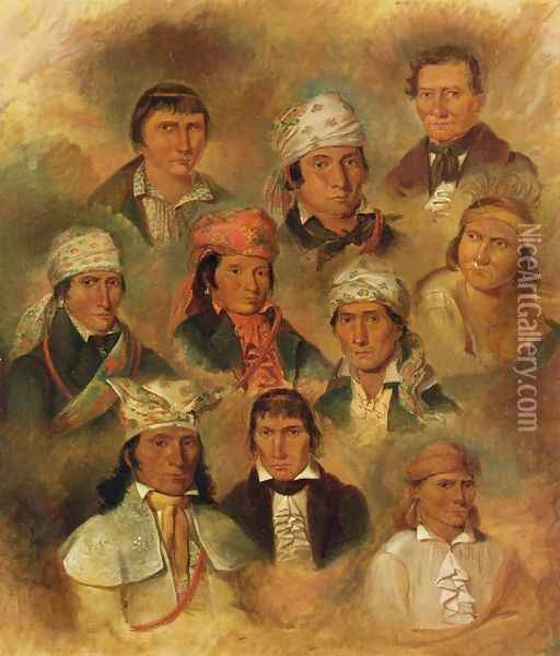 Ten Potawatomi Chiefs Oil Painting - George Winter