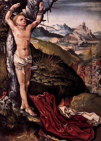 Martyrdom of St Sebastian (left panel) Oil Painting - German Unknown Masters