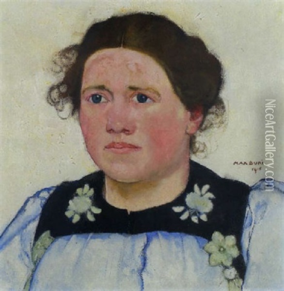 Madchenkopf Mit Rotem Haar Oil Painting - Max-Alfred Buri