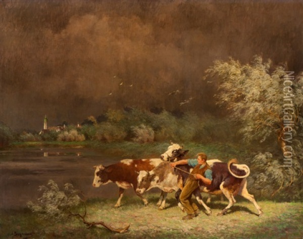 Before The Storm Oil Painting - Julius Hugo Bergmann
