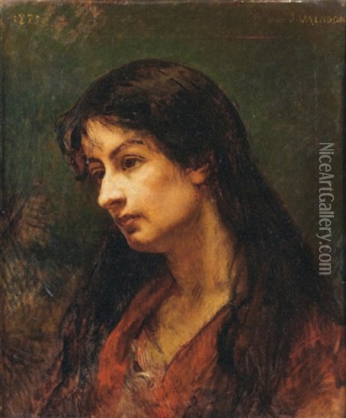 Portrait De Femme Oil Painting - Jules Emmanuel Valadon