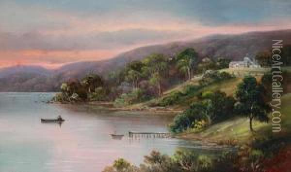 Fisherman's Point Lake Connewarre Near Geelong Oil Painting - Charles Young