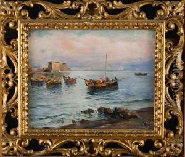 Marina A Napoli Con Barche Oil Painting - Raimpondo Scoppa