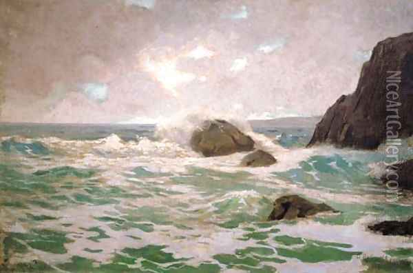 Late Afternoon Surf Oil Painting - Granville Redmond