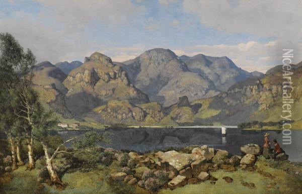 Derwentwater Looking Towards Borrowdale Oil Painting - William James Blacklock