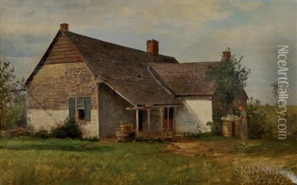 Long Island Farmhouse Oil Painting - William Moore Davis