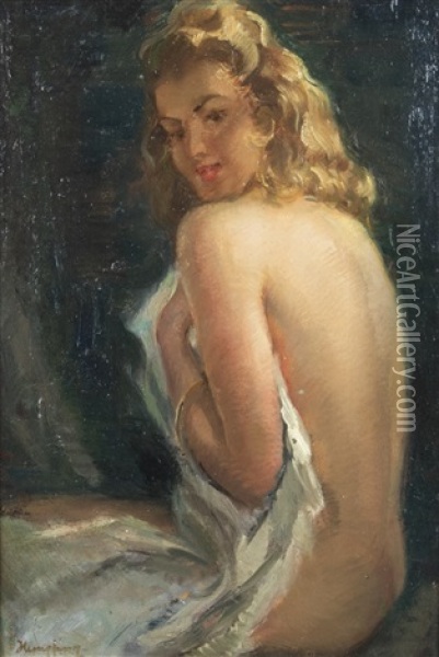 Sitting Act Oil Painting - Wilhelm Hempfing