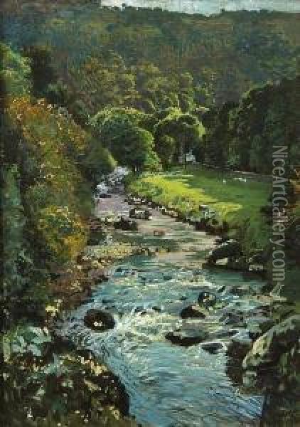 Ribble Valley, Lancashire Oil Painting - Albert Woods