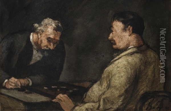 La Partie De Dames Oil Painting - Honore Daumier