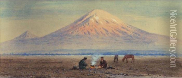 At The Mountain Campfire Oil Painting - Richard Karlovich Zommer