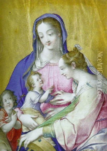 The Mystic Marriage Of Saint Catherine Oil Painting - Giovanni Battista Castello