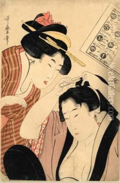 Iroha Zoro-e Oil Painting - Kitagawa Utamaro