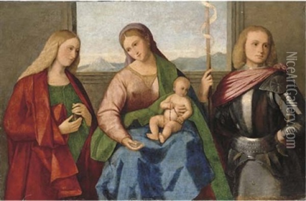The Madonna And Child With Saint Mary Magdalen And Saint George Oil Painting - Vincenzo Catena