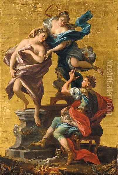 Venus bringing to life Pygmalion's statue Oil Painting - Neapolitan School