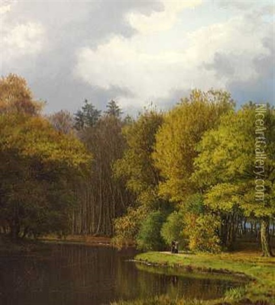 I Skovens Dybe Stille Ro Oil Painting - Edvard Michael Jensen