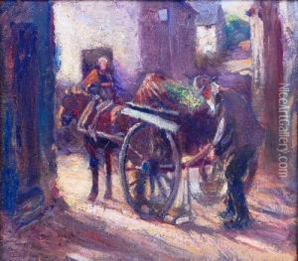 The Vegetable Cart Oil Painting - Harry Filder