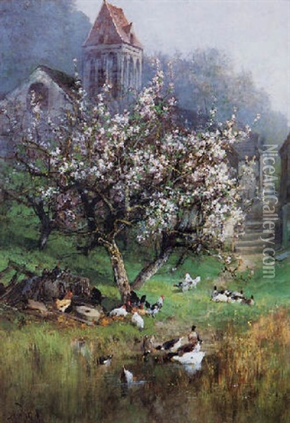 Cherry Blossoms Oil Painting - Alexandre Defaux