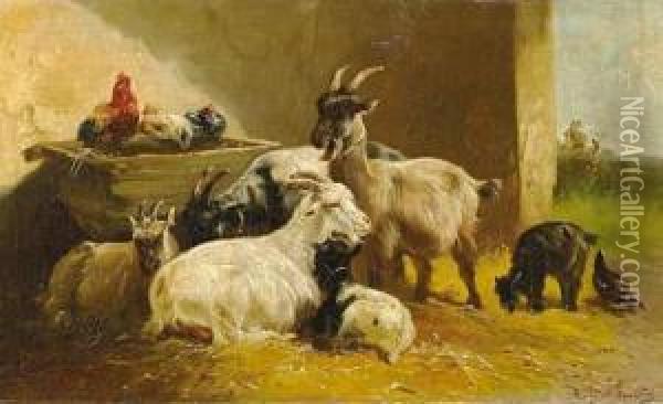 In The Goat's Fold Oil Painting - Henry M. Schouten