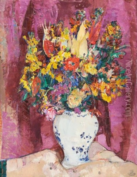 Vase Fleuri Oil Painting - Marcel Jefferys