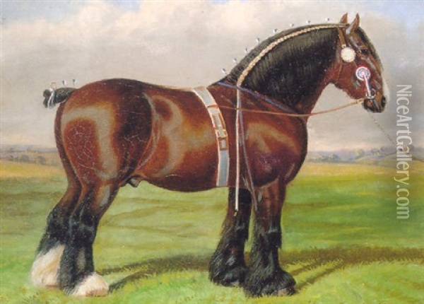 Champion Heavy Horse Oil Painting - Albert Clark