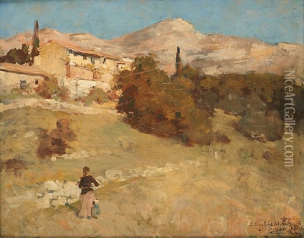 Vue De Provence Oil Painting - Charles Louis Eugene Signoret