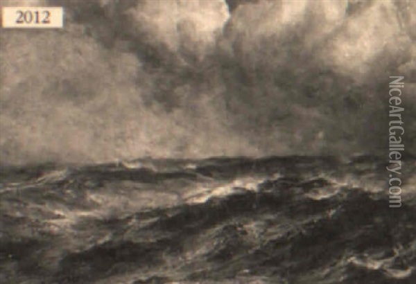Sailing Boat On  Rough Waters Oil Painting - Robert B. Hopkin