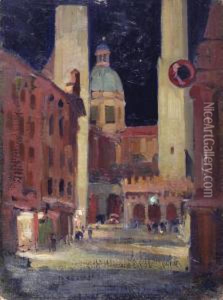 Piazza Di Bologna Oil Painting - Gustavo Sforni