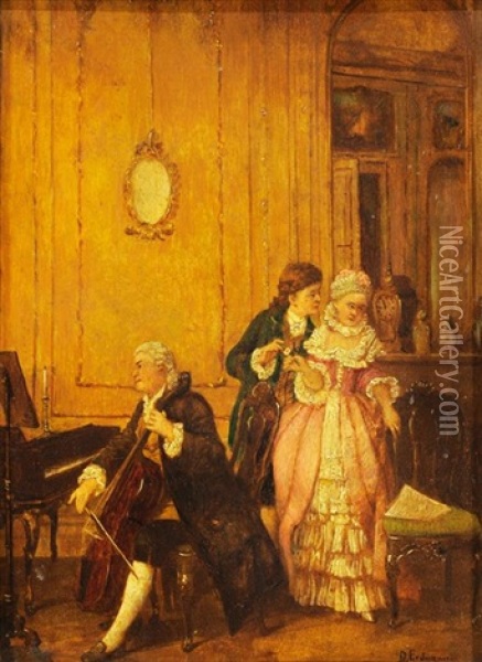 After Stelldichein Beim Cellisten Oil Painting - Otto Wilhelm Eduard Erdmann