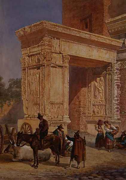 The Goldsmiths Gate, Rome Oil Painting - David Roberts