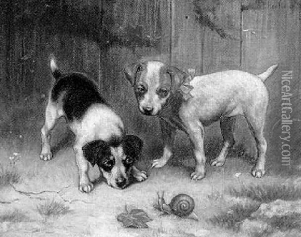 Spielende Hunde Oil Painting - Carl Reichert