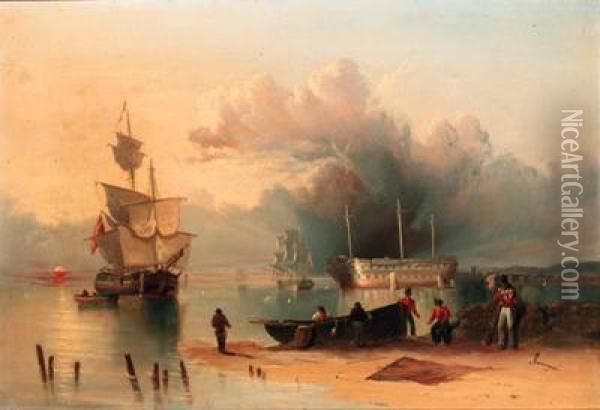 Troops On The Shore Oil Painting - Condy, Nicholas Matthews