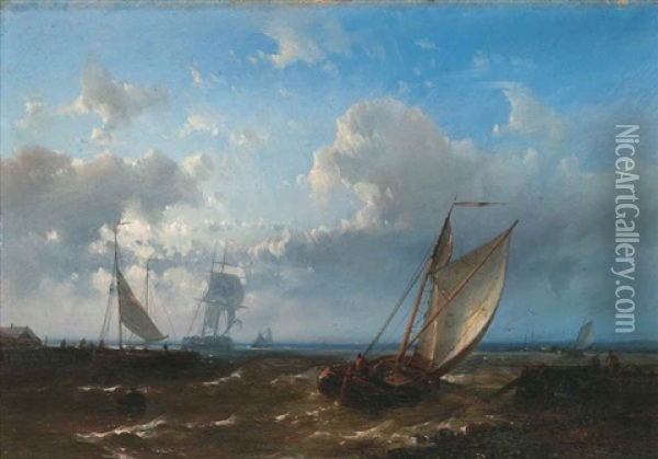 Boats On Rough Waters Oil Painting - Abraham Hulk the Elder