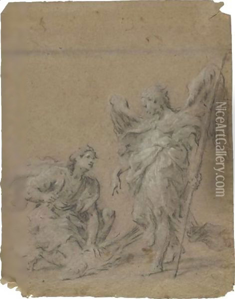 Tobias And The Angel Oil Painting - Martin Johann Schmidt