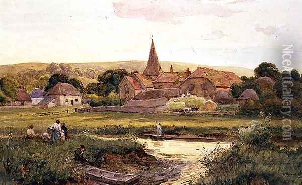 Haytime, Bury Village Oil Painting - Robert Thorne-Waite